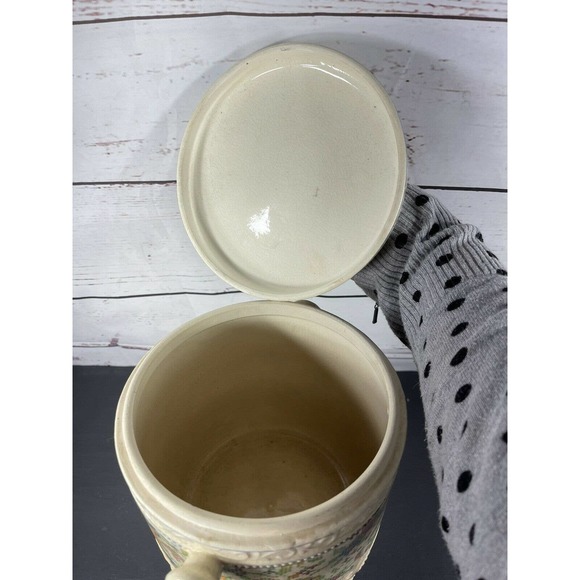 Vintage Ceramic Biscuit Cookie Cracker Jar Barre Cross Stich Pattern No Handle - Picture 6 of 12